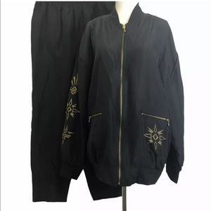 Vintage 80’s Saint Germain Black Silk Track Suit Size L